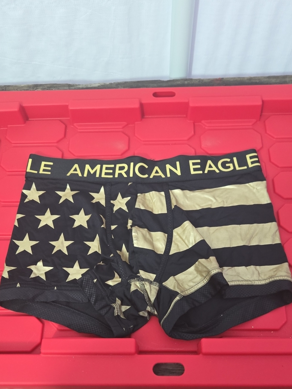 American Eagle Outfitters Black and Gold Star & Stripe Boxer Briefs